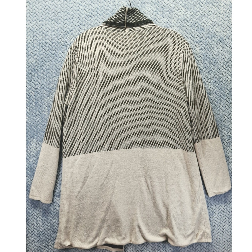 Cato Womens XL Open Front Cardigan Gray Cream Colorblock Chevron Knit Sweater - Picture 7 of 8